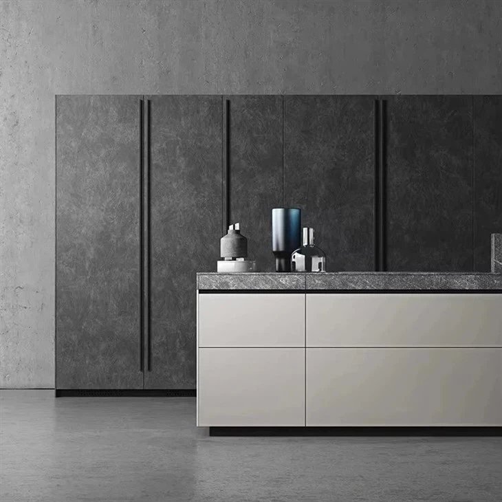 Gray Lacquer Kitchen Cabinets